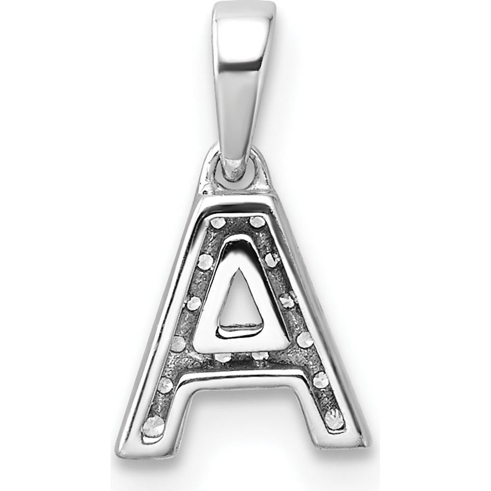 14K White Gold Diamond A Initial Pendant with Rhodium Plating by Oro Pregiato