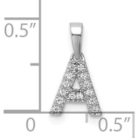 14K White Gold Diamond A Initial Pendant with Rhodium Plating by Oro Pregiato
