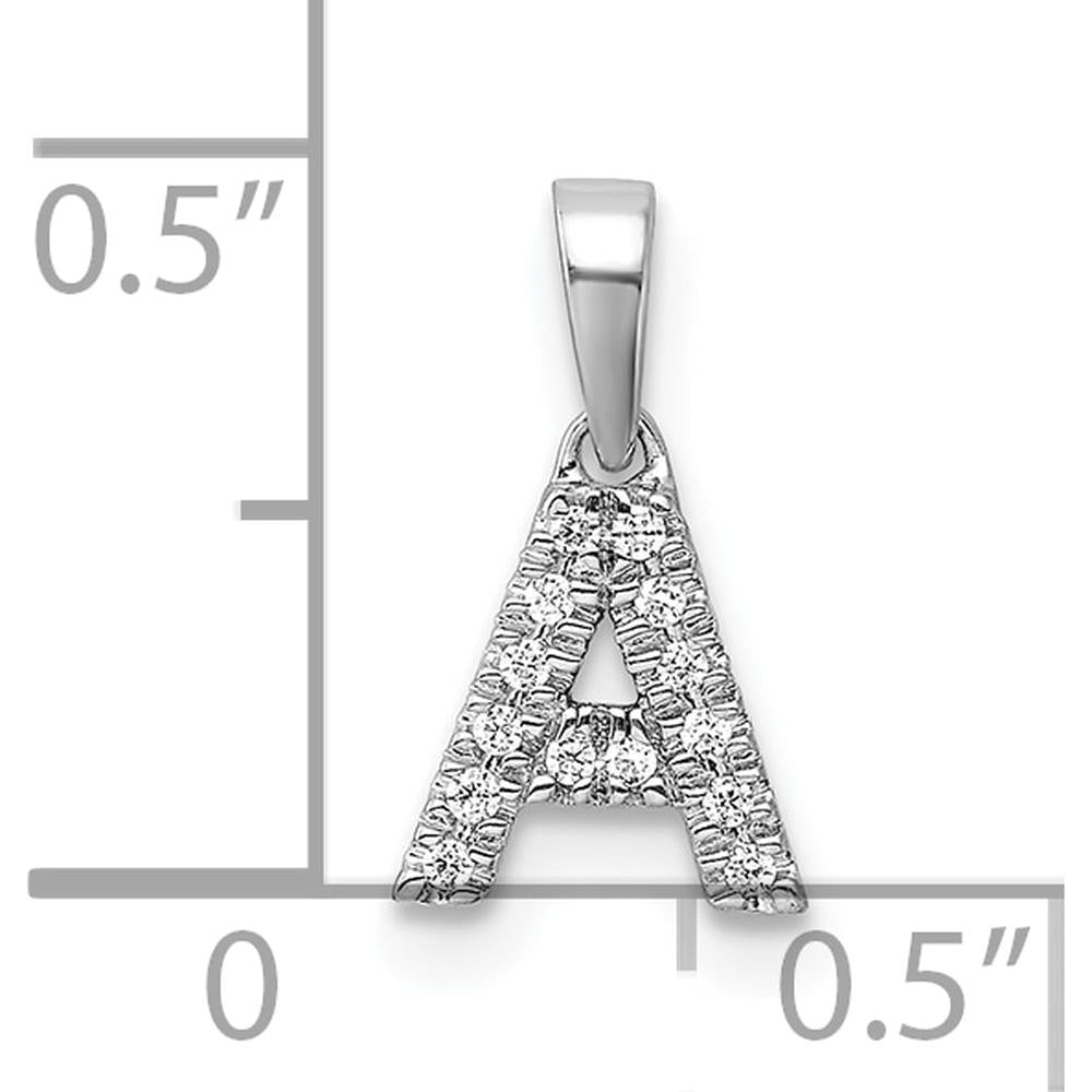 14K White Gold Diamond A Initial Pendant with Rhodium Plating by Oro Pregiato