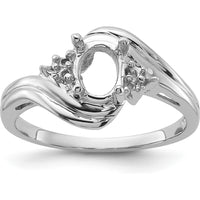 14K White Gold Diamond Accent Ring Mounting for 7x5mm Oval Gemstone by Monteluci Fine Jewelry