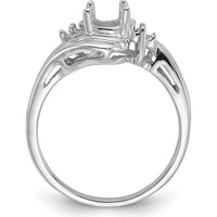 14K White Gold Diamond Accent Ring Mounting for 7x5mm Oval Gemstone by Monteluci Fine Jewelry