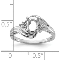 14K White Gold Diamond Accent Ring Mounting for 7x5mm Oval Gemstone by Monteluci Fine Jewelry