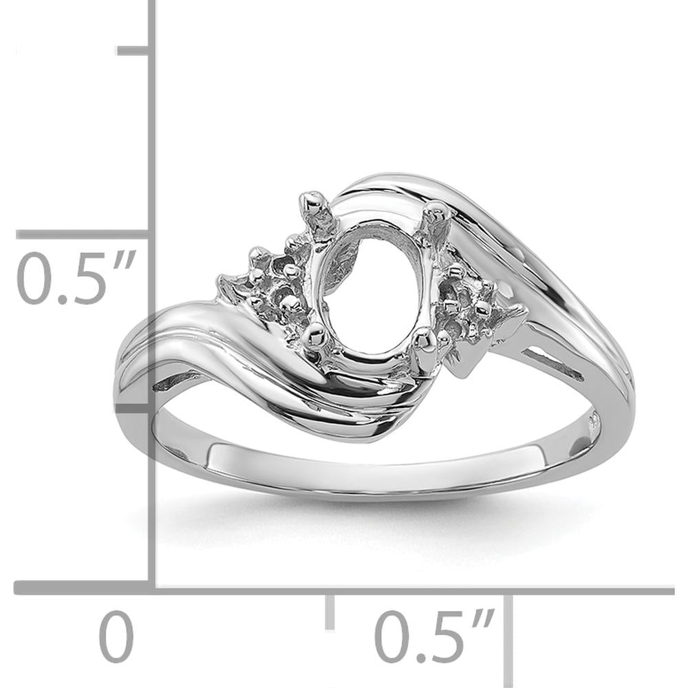 14K White Gold Diamond Accent Ring Mounting for 7x5mm Oval Gemstone by Monteluci Fine Jewelry