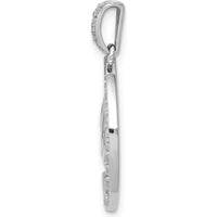 14K White Gold Diamond Allah and Crescent Pendant with Natural Round Diamonds - 1/6 Carat Total Diamond Weight by Monteluci Fine Jewelry