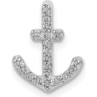 14K White Gold Diamond Anchor Chain Slide Pendant - 0.10 Carat Total Diamond Weight by Monteluci Fine Jewelry