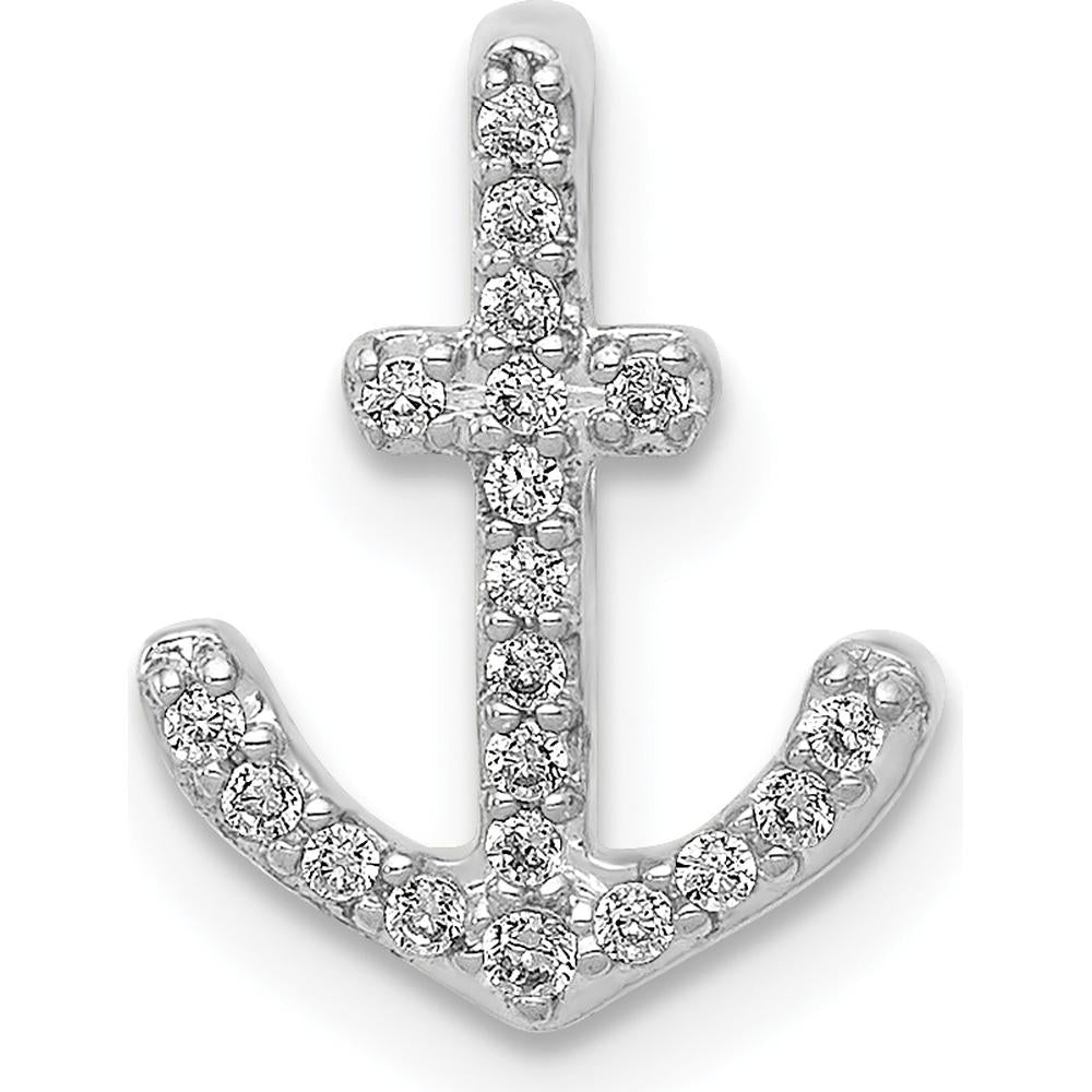 14K White Gold Diamond Anchor Chain Slide Pendant - 0.10 Carat Total Diamond Weight by Monteluci Fine Jewelry