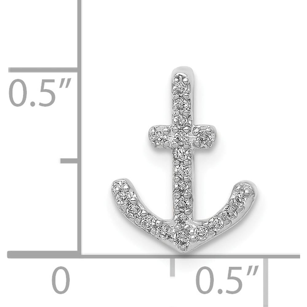 14K White Gold Diamond Anchor Chain Slide Pendant - 0.10 Carat Total Diamond Weight by Monteluci Fine Jewelry