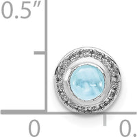 14K White Gold Diamond and 4mm Round Cabochon Aquamarine Halo Slide Pendant - 0.475 Carat Aquamarine, 0.075 Carat Diamond by Monteluci Fine Jewelry