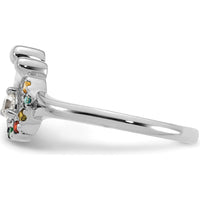 14K White Gold Diamond and 6 Birthstone Mother/Child Ring Semi-Mount with Round Diamond Center by 0