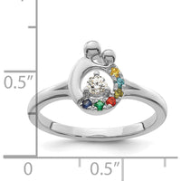14K White Gold Diamond and 6 Birthstone Mother/Child Ring Semi-Mount with Round Diamond Center by 0