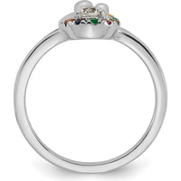 14K White Gold Diamond and 7 Birthstone Mother & Child Ring - Custom Set with Round Diamond and Multi-Gem Half Halo by 0