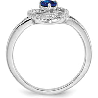 14K White Gold Diamond and Blue Sapphire Triangle Ring - 0.34 Carat Sapphire, 0.13 Carat Total Diamond Weight by 0