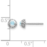 14K White Gold Diamond and Cabochon Aquamarine Earrings - 0.118 Carats Aquamarine, 0.010 Carats Total Diamond Weight by Monteluci Fine Jewelry