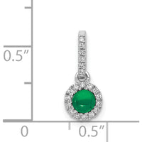 14K White Gold Diamond and Cabochon Emerald Halo Pendant - 0.47 Carat Emerald & 0.09 Carat Total Diamond Weight by Monteluci Fine Jewelry