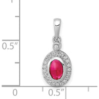 14K White Gold Diamond and Cabochon Ruby Halo Pendant - 0.775 Carat Ruby, 0.013 Carat Diamond Total Weight by Monteluci Fine Jewelry