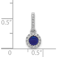 14K White Gold Diamond and Cabochon Sapphire Halo Pendant - 0.47 Carat Sapphire, 0.005 Carat Diamond Total Weight by Monteluci Fine Jewelry