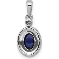 14K White Gold Diamond and Cabochon Sapphire Halo Pendant - 0.775 Carat Total Sapphire Weight, 0.013 Carat Total Diamond Weight by Monteluci Fine Jewelry