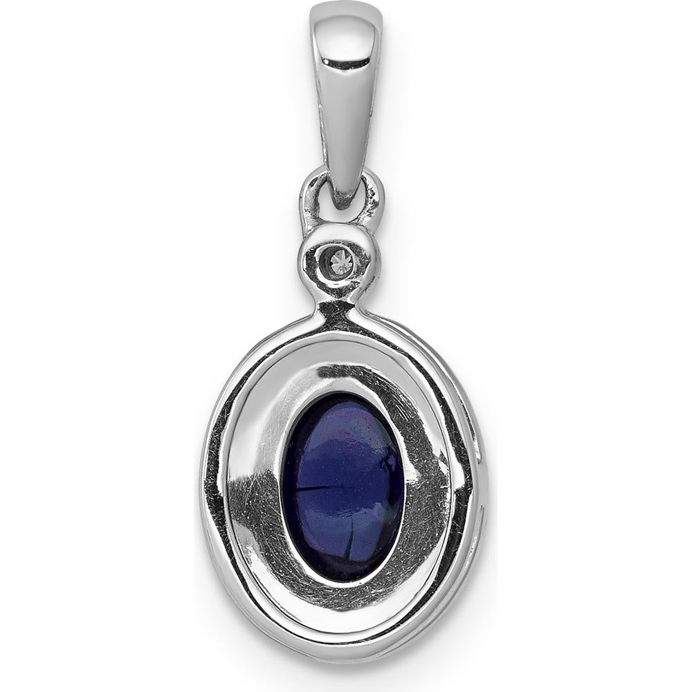 14K White Gold Diamond and Cabochon Sapphire Halo Pendant - 0.775 Carat Total Sapphire Weight, 0.013 Carat Total Diamond Weight by Monteluci Fine Jewelry
