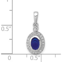 14K White Gold Diamond and Cabochon Sapphire Halo Pendant - 0.775 Carat Total Sapphire Weight, 0.013 Carat Total Diamond Weight by Monteluci Fine Jewelry