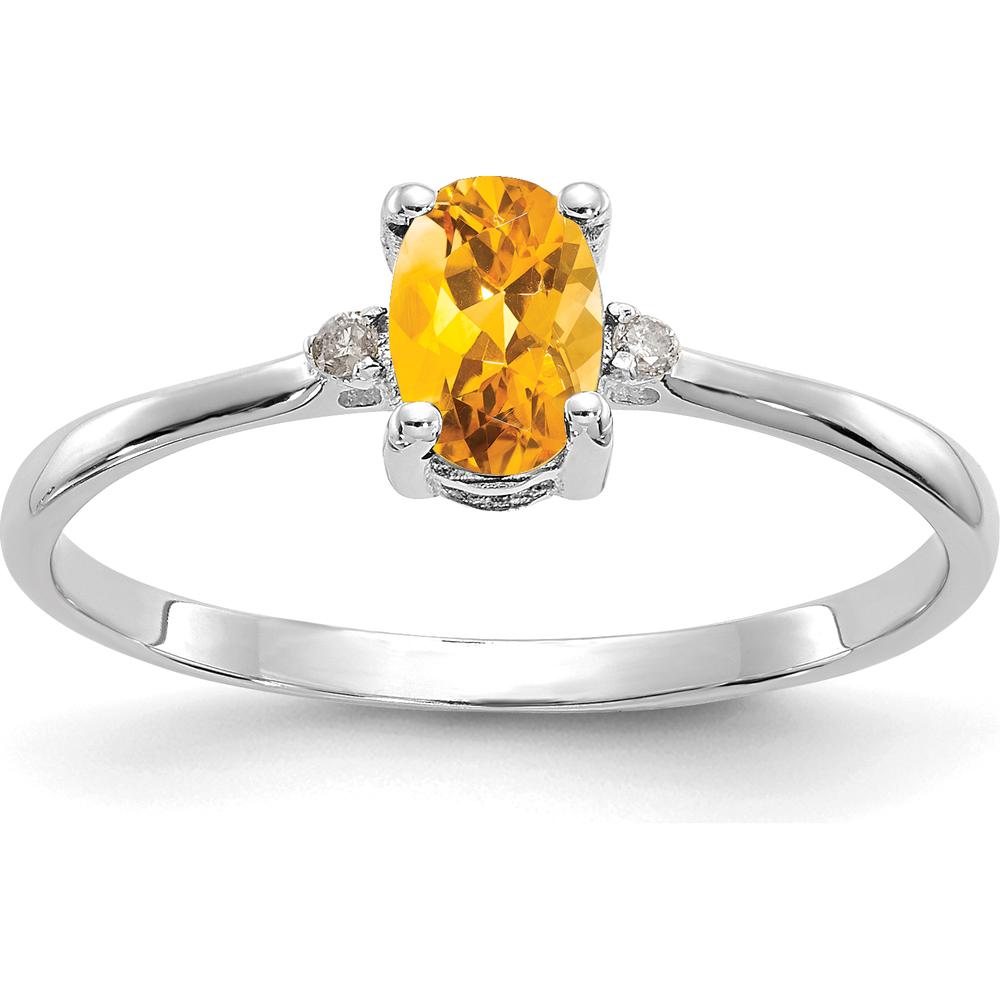 14K White Gold Diamond and Citrine Birthstone Ring - 0.40 Carat Total Gem Weight by Oro Pregiato