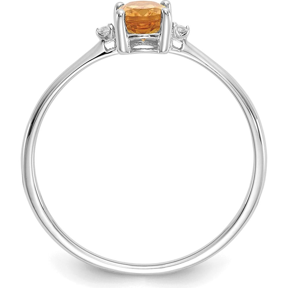 14K White Gold Diamond and Citrine Birthstone Ring - 0.40 Carat Total Gem Weight by Oro Pregiato