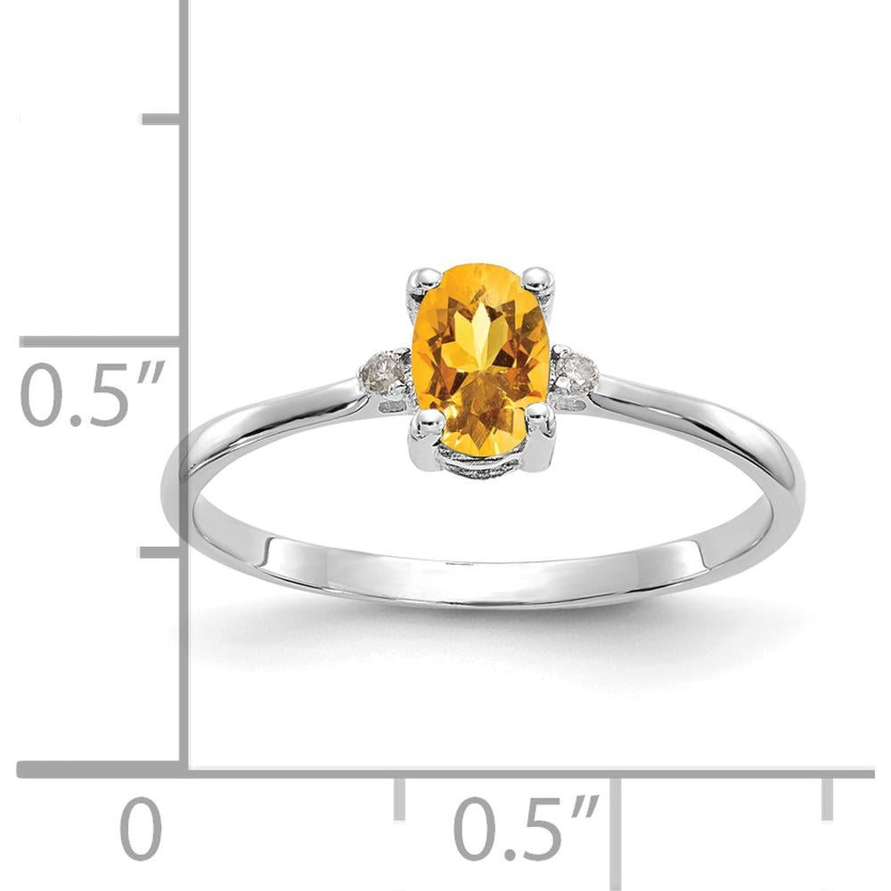 14K White Gold Diamond and Citrine Birthstone Ring - 0.40 Carat Total Gem Weight by Oro Pregiato