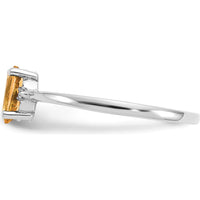 14K White Gold Diamond and Citrine Birthstone Ring - 0.40 Carat Total Gem Weight by Oro Pregiato