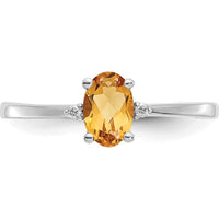 14K White Gold Diamond and Citrine Birthstone Ring - 0.40 Carat Total Gem Weight by Oro Pregiato
