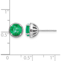 14K White Gold Diamond and Emerald Post Earrings - 1.1 Carat Total Gem Weight by Monteluci Fine Jewelry
