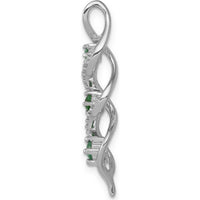 14K White Gold Diamond and Emerald Twisted 3-Stone Pendant - 0.25 Carat Total Emerald Weight, 0.01 Carat Total Diamond Weight by Lumare Gioia
