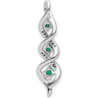 14K White Gold Diamond and Emerald Twisted 3-Stone Pendant - 0.25 Carat Total Emerald Weight, 0.01 Carat Total Diamond Weight by Lumare Gioia