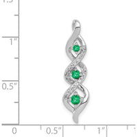 14K White Gold Diamond and Emerald Twisted 3-Stone Pendant - 0.25 Carat Total Emerald Weight, 0.01 Carat Total Diamond Weight by Lumare Gioia