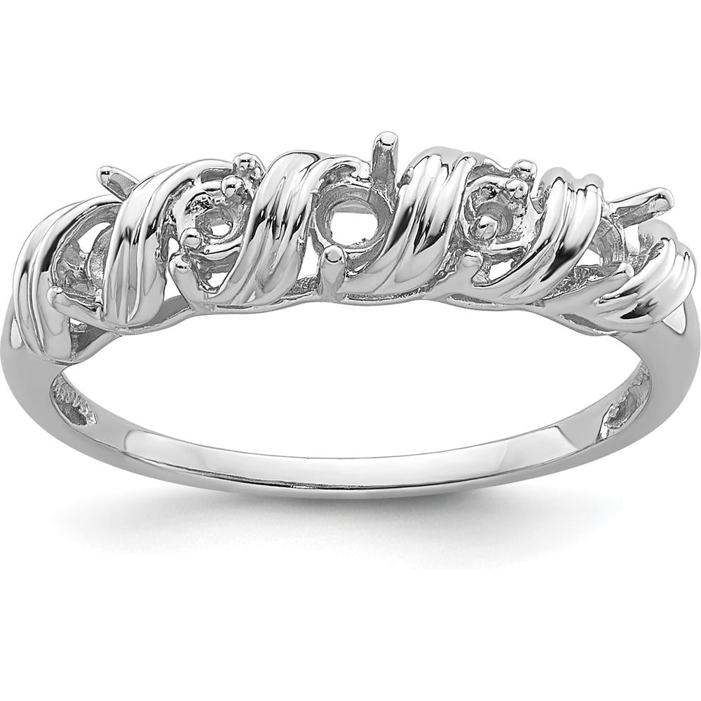 14K White Gold Diamond & Gemstone Ring Mounting with Rhodium Plating - Polished Finish, 2-3mm Tapered Band by Oro Pregiato