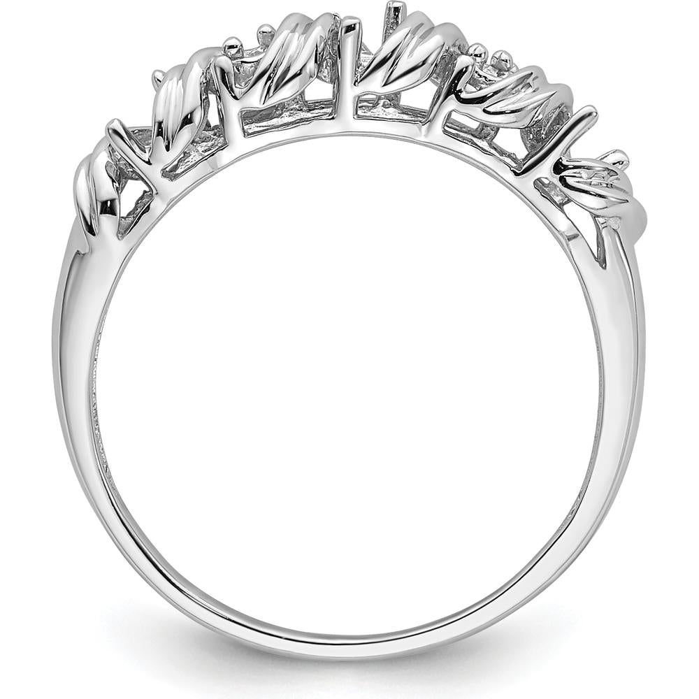 14K White Gold Diamond & Gemstone Ring Mounting with Rhodium Plating - Polished Finish, 2-3mm Tapered Band by Oro Pregiato