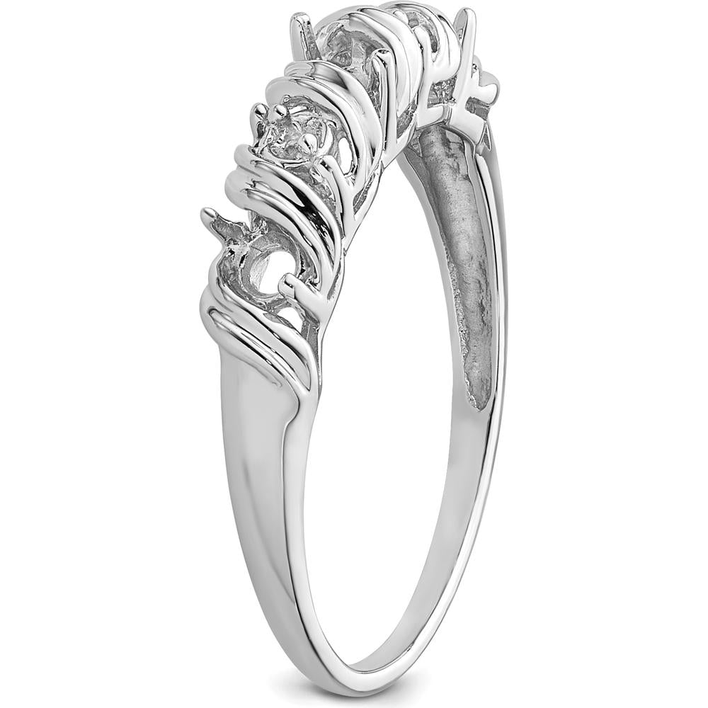 14K White Gold Diamond & Gemstone Ring Mounting with Rhodium Plating - Polished Finish, 2-3mm Tapered Band by Oro Pregiato
