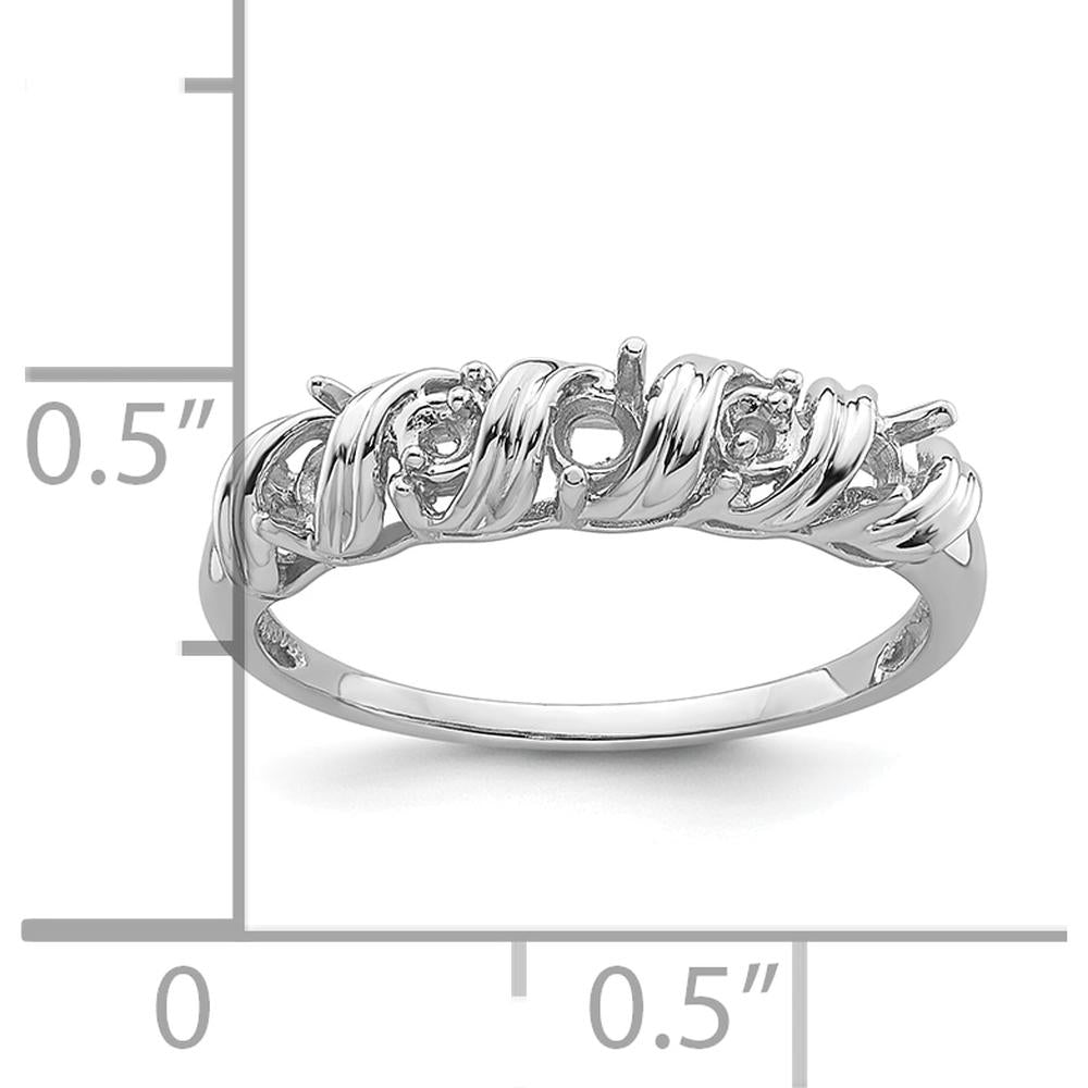 14K White Gold Diamond & Gemstone Ring Mounting with Rhodium Plating - Polished Finish, 2-3mm Tapered Band by Oro Pregiato