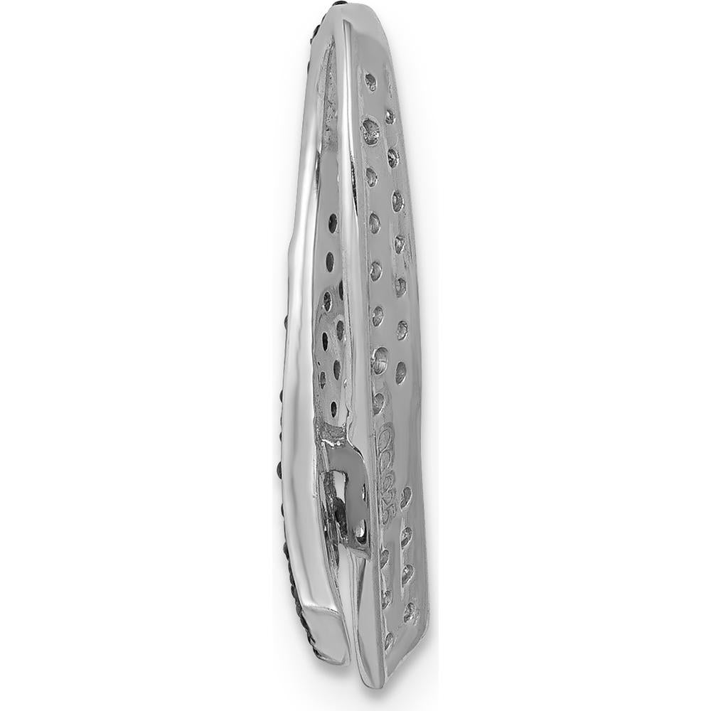 14K White Gold Diamond and Lab Created Pink Sapphire Awareness Ribbon Pendant with Rhodium Plating by Lumare Gioia