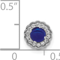 14K White Gold Diamond and Lab-Created Sapphire Cabochon Slide Pendant - 0.49 Carat Sapphire and 0.07 Carat Total Diamond Weight by Monteluci Fine Jewelry