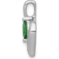 14K White Gold Diamond and Marquise Emerald Pendant - 0.17 Carat Emerald, 0.009 Carat Diamond Total Weight by Lumare Gioia