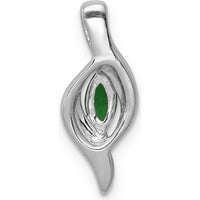 14K White Gold Diamond and Marquise Emerald Pendant - 0.17 Carat Emerald, 0.009 Carat Diamond Total Weight by Lumare Gioia