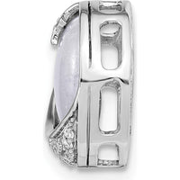 14K White Gold Diamond and Moonstone Star and Moon Chain Slide Pendant with 0.4 Carat Total Diamond Weight by Oro Pregiato