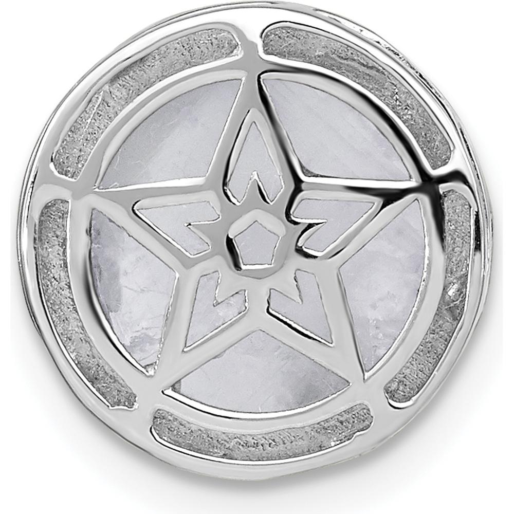 14K White Gold Diamond and Moonstone Star and Moon Chain Slide Pendant with 0.4 Carat Total Diamond Weight by Oro Pregiato