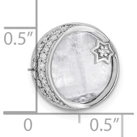 14K White Gold Diamond and Moonstone Star and Moon Chain Slide Pendant with 0.4 Carat Total Diamond Weight by Oro Pregiato