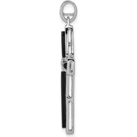 14K White Gold Diamond and Onyx Cross Pendant - 1/3 Carat Total Diamond Weight by Monteluci Fine Jewelry