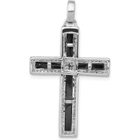 14K White Gold Diamond and Onyx Cross Pendant - 1/3 Carat Total Diamond Weight by Monteluci Fine Jewelry
