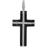 14K White Gold Diamond and Onyx Cross Pendant with 1/4 Carat of Diamonds by Monteluci Fine Jewelry