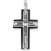 14K White Gold Diamond and Onyx Cross Pendant with 1/4 Carat of Diamonds by Monteluci Fine Jewelry