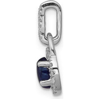 14K White Gold Diamond and Oval Cabochon Sapphire Halo Pendant - 0.715 Carat Sapphire, 0.010 Carat Diamond Total Weight by Monteluci Fine Jewelry