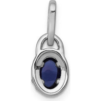 14K White Gold Diamond and Oval Cabochon Sapphire Halo Pendant - 0.715 Carat Sapphire, 0.010 Carat Diamond Total Weight by Monteluci Fine Jewelry
