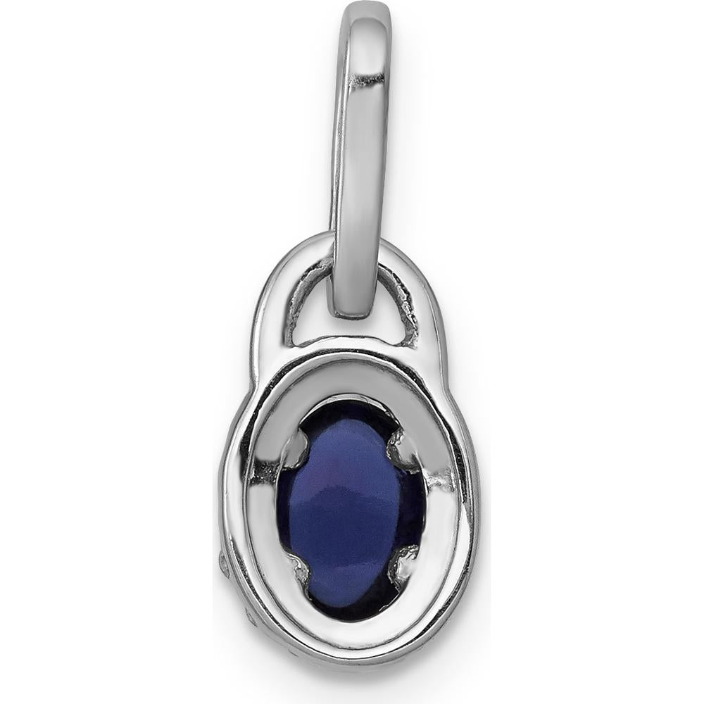 14K White Gold Diamond and Oval Cabochon Sapphire Halo Pendant - 0.715 Carat Sapphire, 0.010 Carat Diamond Total Weight by Monteluci Fine Jewelry